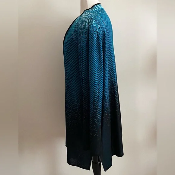 Ming Wang Acrylic Black & Blue Cardigan Jacket Plus Size 3X Side Vents - Picture 6 of 10
